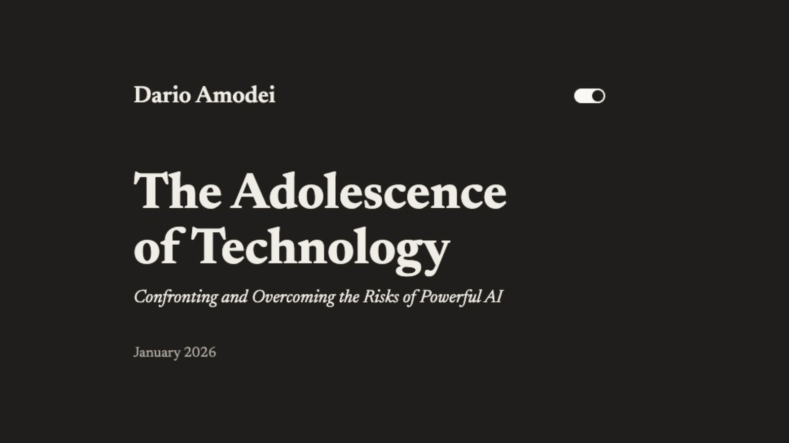 The Adolescence of Technology